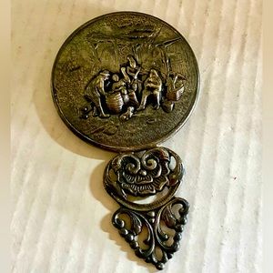 VINTAGE Hans Jensen Silver Plate Hand Held Mirror